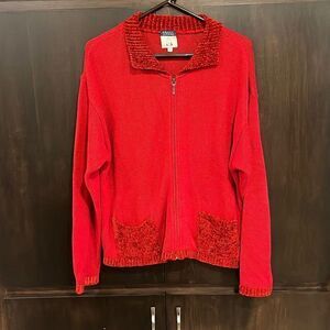 Cousin Johnny Red Cardigan Zip Up Sweater Small
